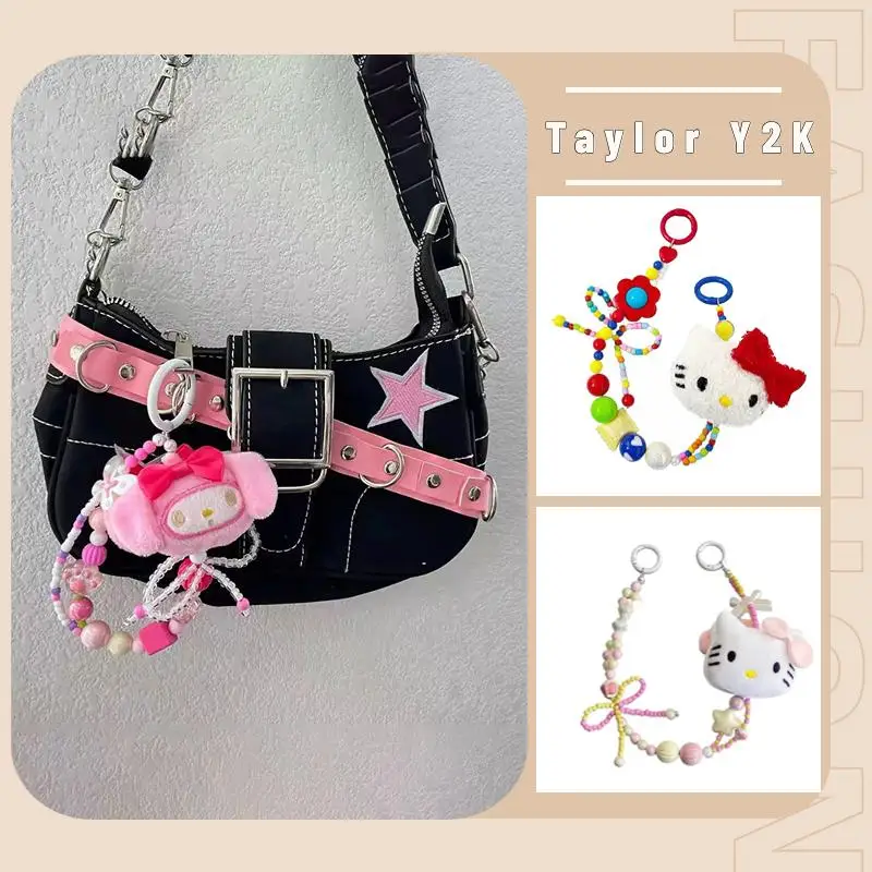 

Sanrio Hello Kitty Plush Phone Chain Anime Cinnamoroll My Melody Strap Fashion Japanese Y2K Girls Creative Resin Accessories Toy
