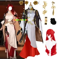 Honkai Star Rail Cosplay Costume Game Honkai Himeko Cosplay Costume Sexy Evening Dress For Woman Red Buckle Cospaly Wig