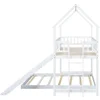 House Bunk Bed with Slide and Ladder and Twin Over Full Wooden Bed Frame with Full-Length Guardrail for Bedroom Boys Girls 6