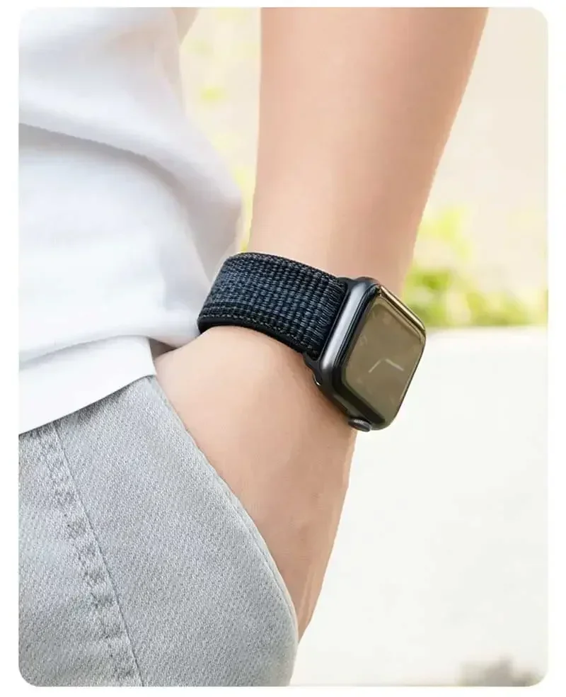 Nylon Loop For Apple Watch Strap 45mm 44mm 46mm 40mm 41mm 38mm 42mm Correa Bracelet iWatch Series 6 Se 7 8 9 10 11 ultra2-3 49mm