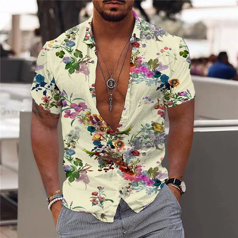 2023 Spring Summer Hot Sale New Comfortable Soft Plus Size Men's Short Sleeve Shirt Fashion Pattern HD Printing Casual Tops