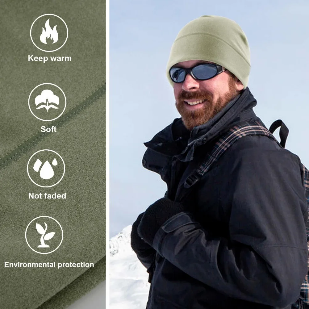 Winter Thermal Warm Skull Cap Windproof Fleece Hat Ski Running Cycling Beanie Hat for Men Women Helmet Liner Running Beanie Hat 2