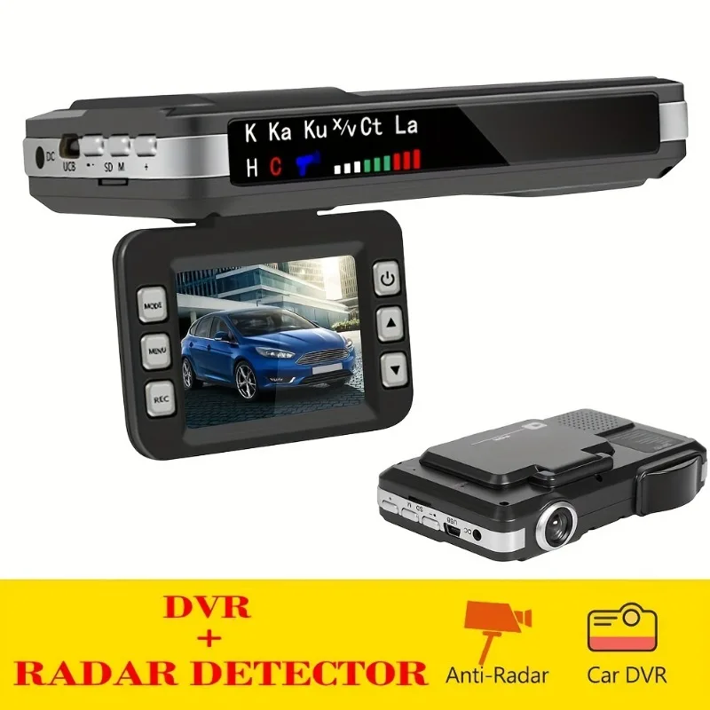 

2in1 Car DVR Dash Cam Dashboard Radar Detector Speed Voice Alert Alarming System