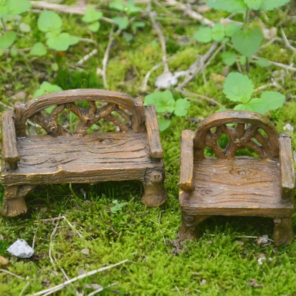 Mini Garden Ornament Miniature Park Seat Bench Craft Fairy Dollhouse Decor Micro Home Landscape Decor Accessories