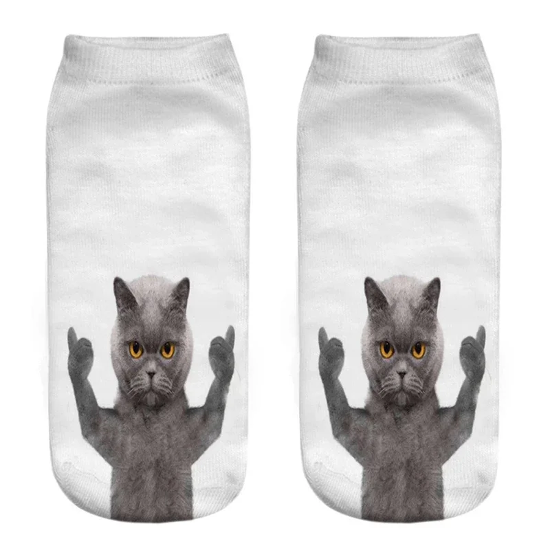 Creative Cartoon Kitten Low Ankle Socks - Unisex, Colorful, and Fun