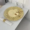 13inch Luxury Hollow Flower Tray Plastic Home Dining Plate Wedding Dessert Cake Tray Western Steak Kitchen Dish Charger 100pcs 4