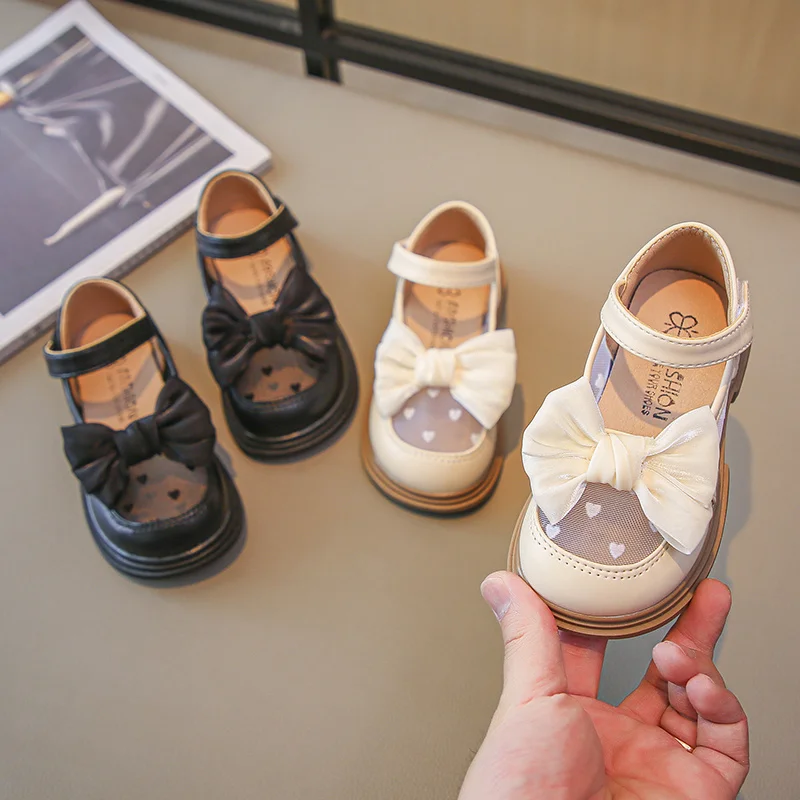 2024 Summer Fashionable Cute Round Toe Breathable Bow Sandals Comfortable Solid Color Casual Girls Lightweight Walking Shoes 6