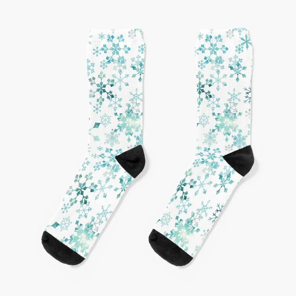 

Snowflake Crystals on White Socks gift Crossfit hockey Argentina Socks Male Women's