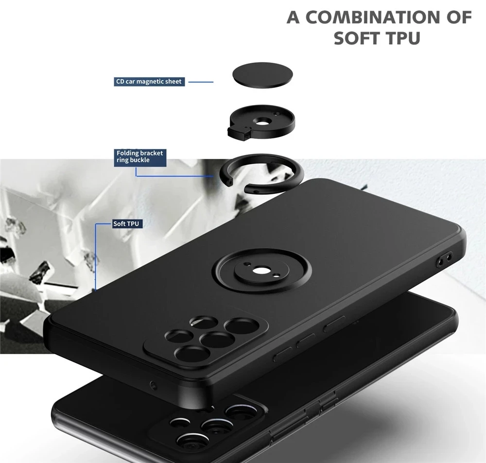 Premium Magnetic Ring Holder Liquid Silicone Case Cover