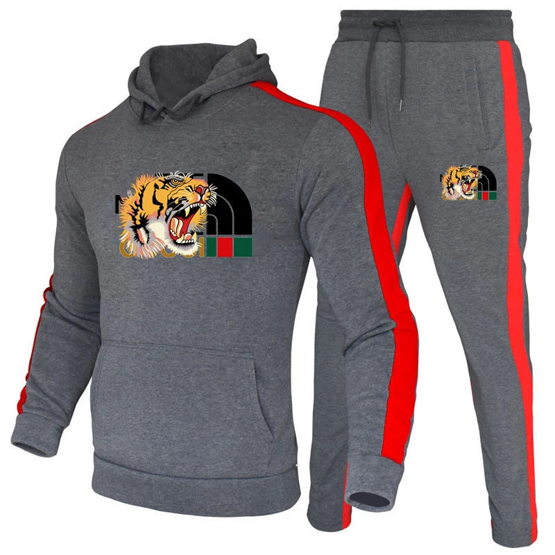 Sweat-shirt à rayures latérales pour hommes, sweats à capuche sportifs imbibés, nouveau en PVD, ensembles de survêtement d'hiver, ensemble masculin, pantalon