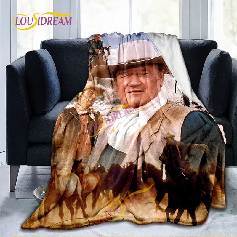 John Wayne Blanket Super Soft 3D Printed Famous Cowboy Actor John Wayne Flannel Blanket Home Bedroom Washable Warm Lazy Blanket 4