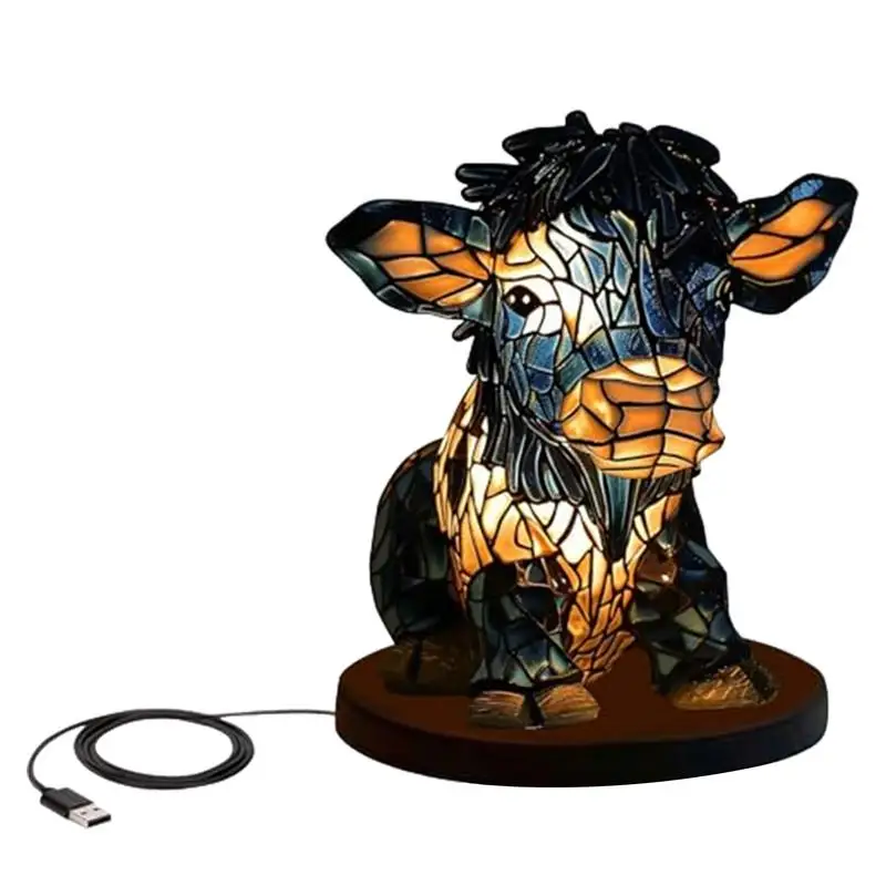 

Animal Table Lamp | Rustic Cow Lamps For Bedrooms | Cute Western Table Lamp Highland Cow Light Desk Lamp Vintage Nightstand