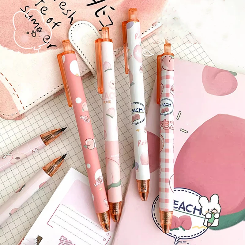 Peach Eternal Non Sharpening Pencils Kawaii Mechanical Pencil Automatic Pens for School Korean Stationery Office Supplies