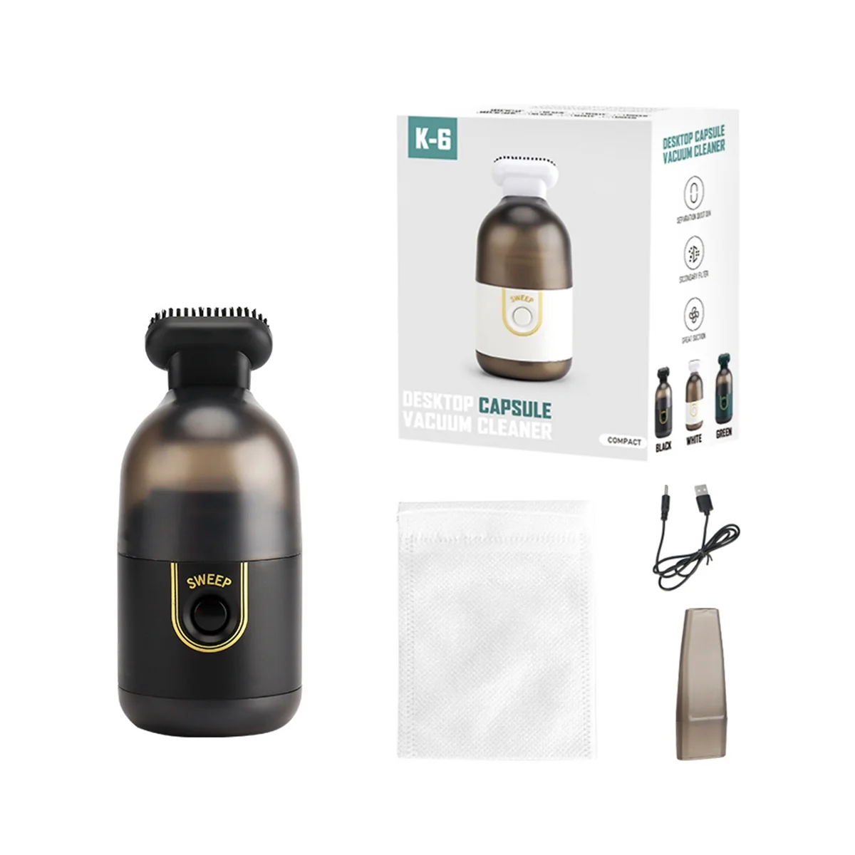 

Настольный мини-пылесос для уборки, портативный ручной очиститель, беспроводной черный