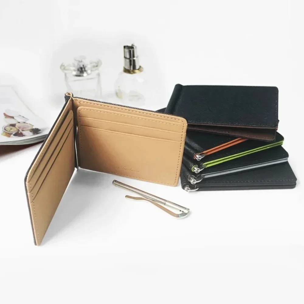 Fashion Men Wallet Short Skin Wallets Purses PU Leather Money Clips Sollid Thin Wallet Men Purse ID Credit Card Cash Holder 지갑