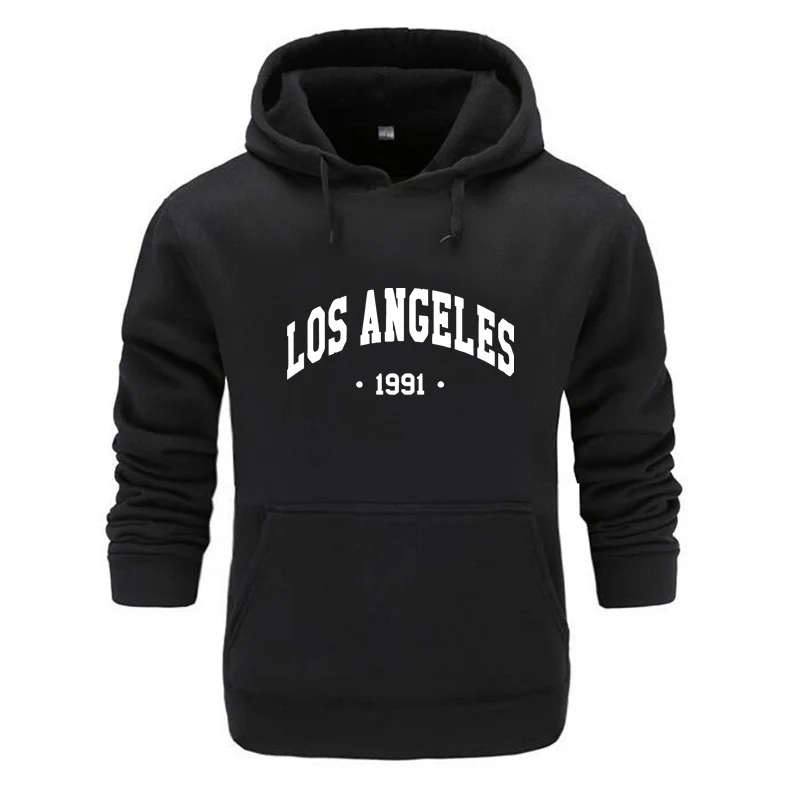 

LOS ANGELES Print Hoodie, Cool Hoodies For Men, Men's Casual Graphic Design Pullover Hooded Sweatshirt With Kangaroo Pocket