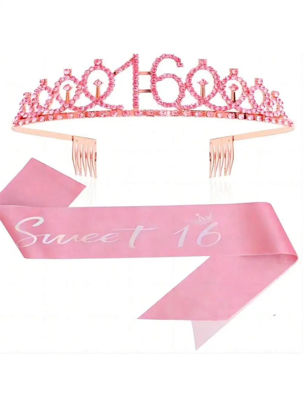 Geburtstags-Tiara Krone Schärpe für Frauen und Mädchen, Dies ist mein 4., 5., 6., 7., 8., 9., 10., 13., 16. Geburtstag, Party-Dekoration, Geschenke – Detail 3