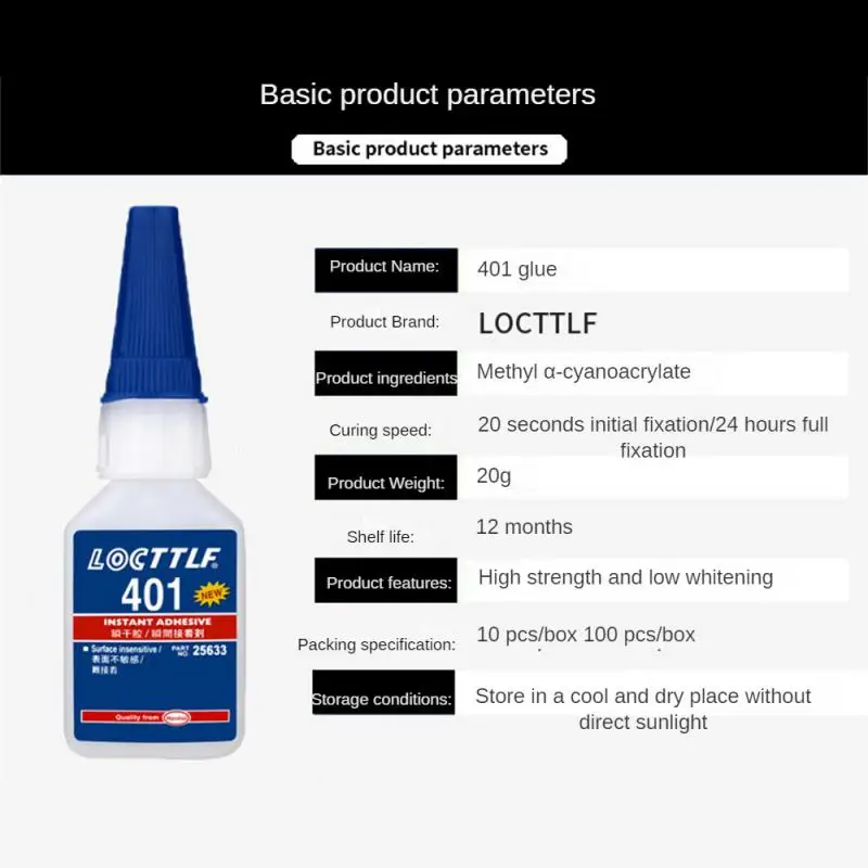 1PC 20g Loctite 401 Instant Adhesive Bottle Stronger Super Glue Multi-Purpose super glue acrylate glue silicone glue thermal glue shoe glue sealant glue tempered glass glue anti leak sealant electrical sealant