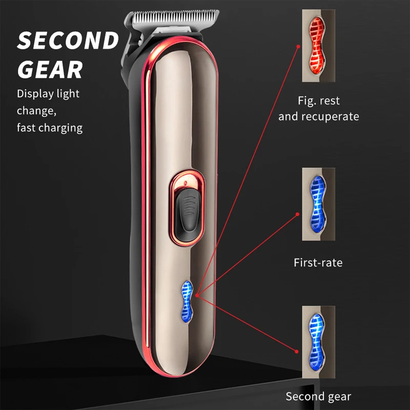 WAIKIL Men's Electric Trimmer Professional Hair clipper USB charge Cordless Portable Barber Head Electric Pusher Styling tools 5