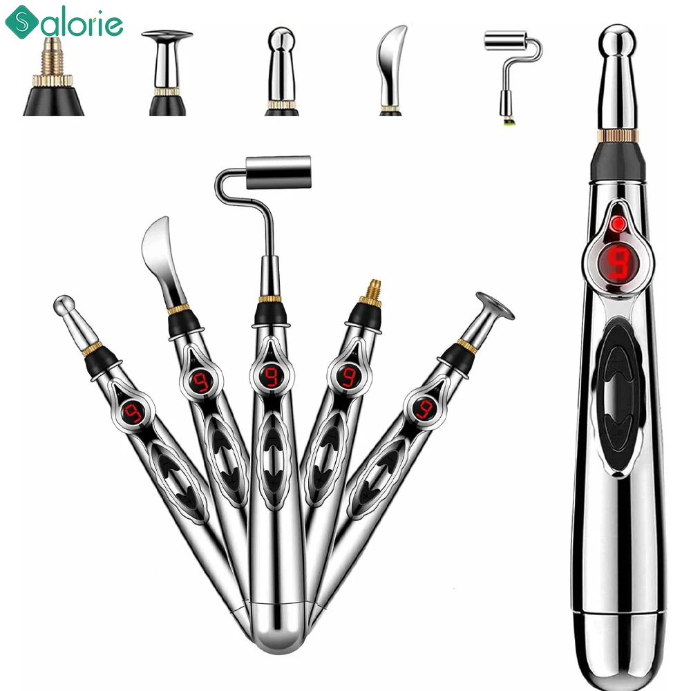 5-in-1 Massage Acupuncture Pen Electronic Acupuncture Point Laser Meridian Energy Pulse MultiFunction Massager