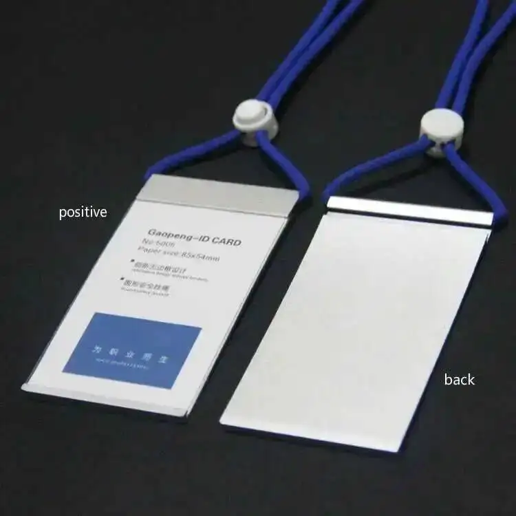 2 Stück vertikale Namensschilder aus Aluminiumlegierung, Ausweishalter für Arbeits- und Geschäftsreisen, mit verstellbarem Umhängeband – Detail 3