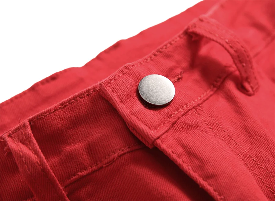 2025 New Men's Casual Jeans Trendy Red Hip Hop Holes Slim Denim Pants Ripped Trousers Versatile Stretch Distressed Pants Male 6