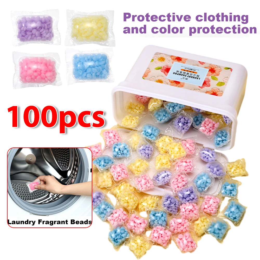 100Pcs Laundry Beads Scent Booster in-Wash Clean Clothes Fresh Rose Lavender Fragrance Beads Soft Clothing Diffuser Perfume Hot