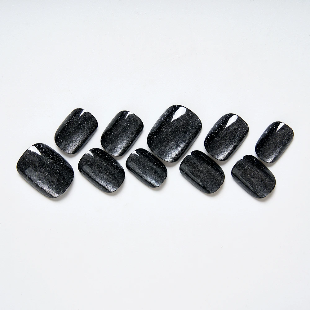 

10Pcs Cat Eye Handmade Press On Nails with Gradient Design False Nails Full Cover French Ballerina Wearable Artificial Nail Tips