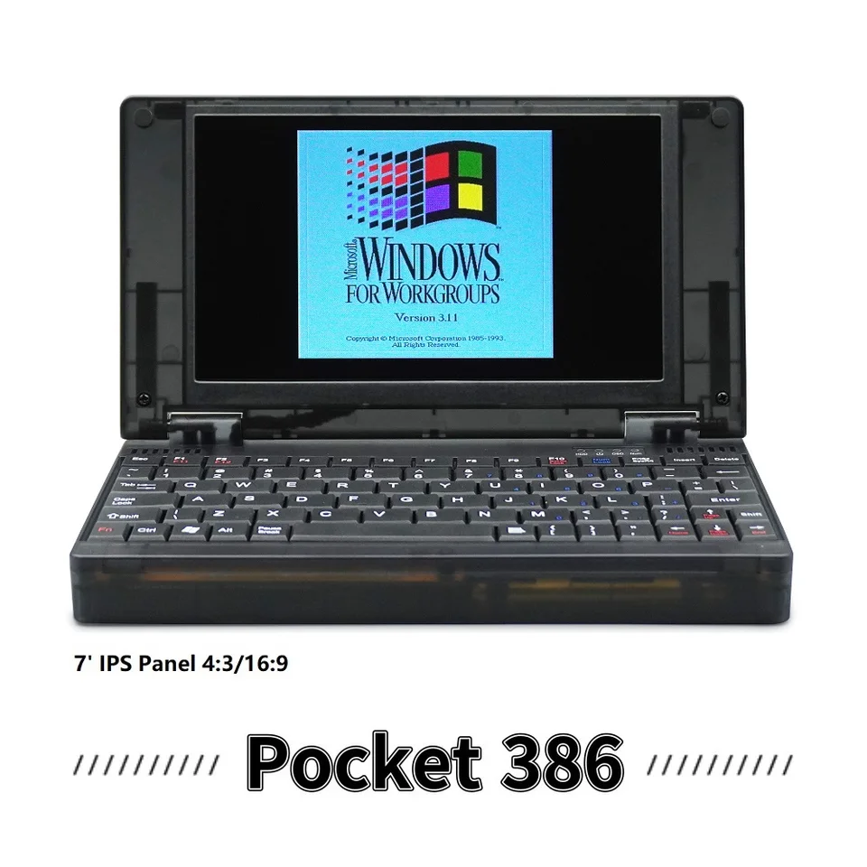 Pocket 386 Retro DOS Computer 386sx CPU Windows3.1/95 Hand386
