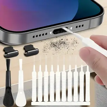 Kit di pulizia della porta della spina antipolvere del telefono cellulare 13 pezzi Strumento di pulizia della tastiera del computer per accessori del telefono con porta di tipo C per Iphone