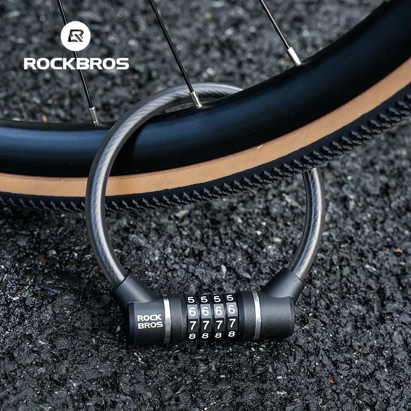Rockbros Portable Bicycle Steel Cable Lock 4-Digit Password Waterproof