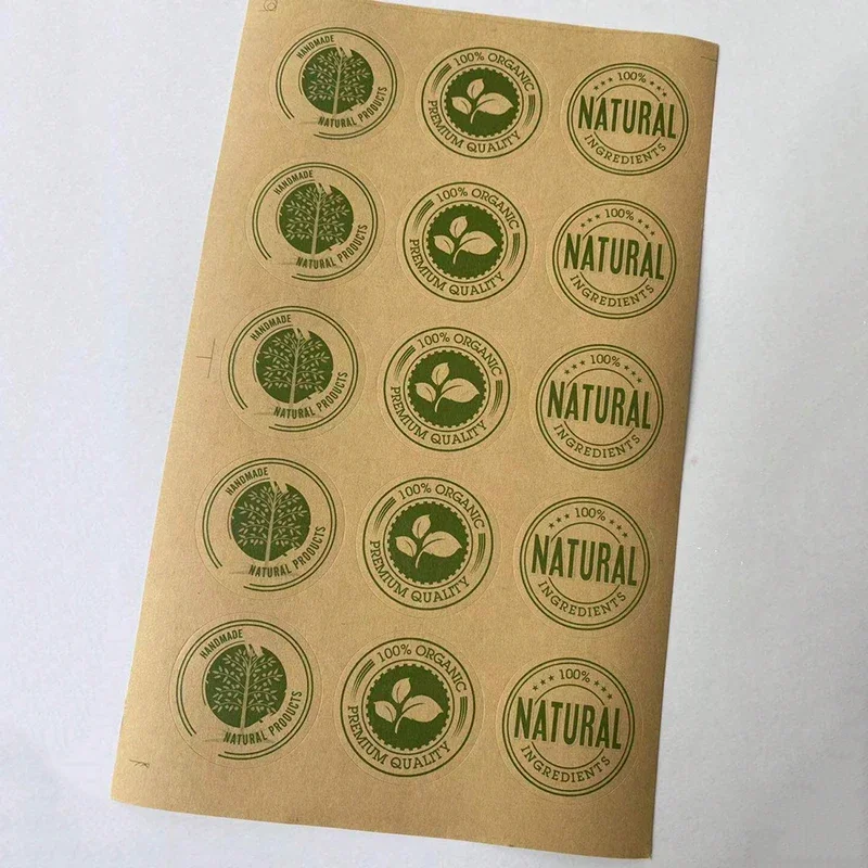 150Pcs Kraft Paper Sticker Natural Organic Product Seal Sticker Round Vintage Handmade Gift Packaging Label Baking Decoration