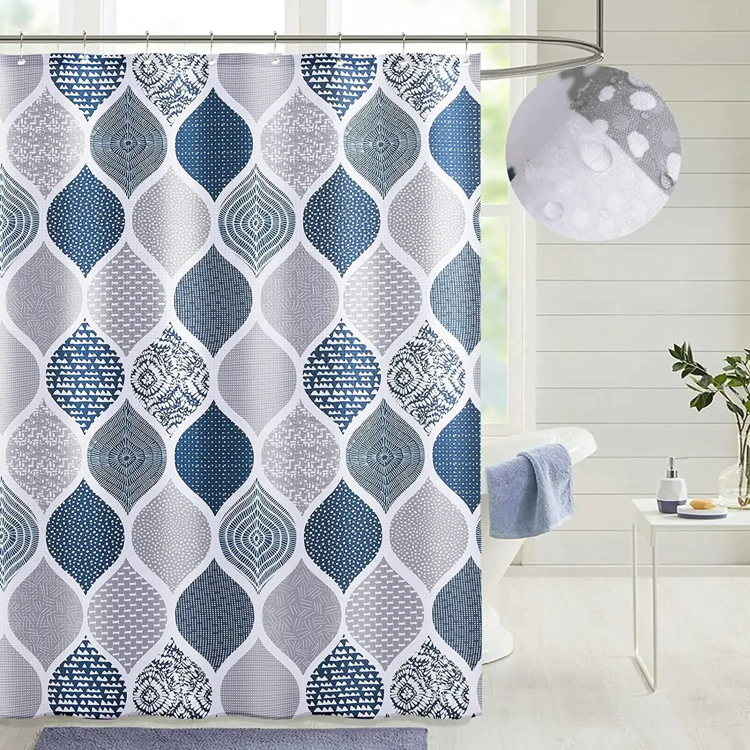 Creative Geometric Print Shower Curtains Red Black Gray Blue Simple Line Graphic Print Polyester Fabric Home Decor Bath Curtain 5