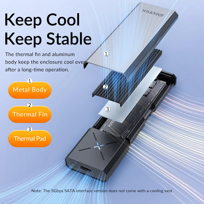 M.2 SSD Case NVMe to USB C 3.2 Gen2 10Gbps NVMe PCIe Enclosure 5Gbps NGFF SATA External Hard Drive Enclosure M Key B Key iDsonix external hard drive case ssd enclosure external hard drive box hard disk case hard drive enclosure hdd case enclosure