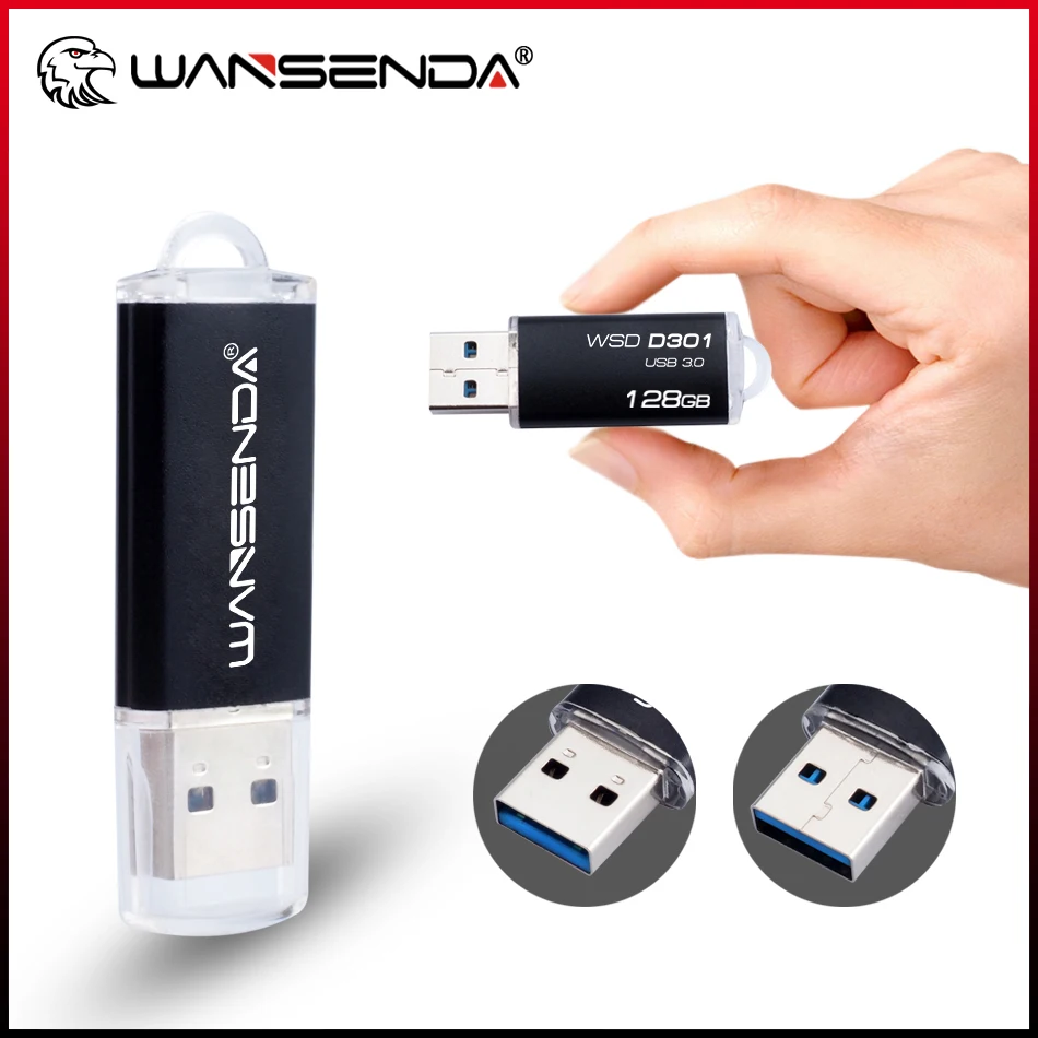 

WANSENDA USB 3.0 Flash Drive 128GB Metal Pen Drive 256GB 64GB 32GB 16GB Portable Memory Stick High Speed Pendrive Thumbdrive