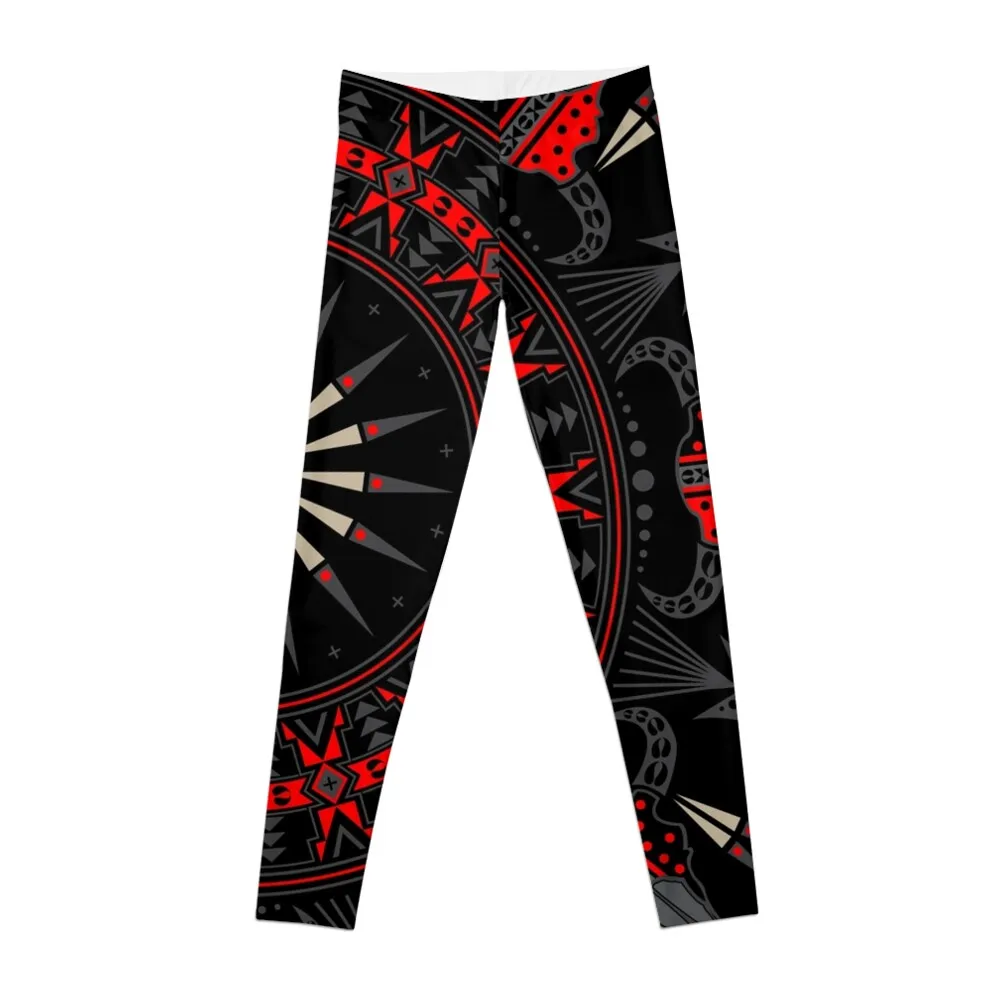 

Buffalo Skull and Feathers (Red) Leggings push up tights for Women