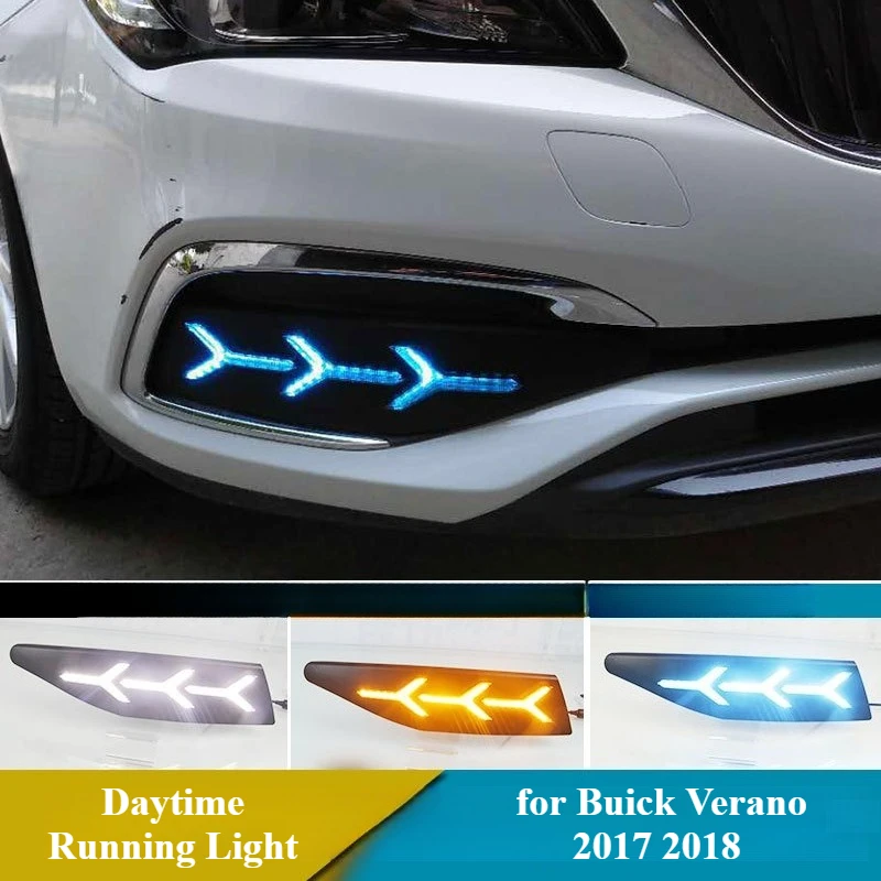 for Buick Verano 2017 2018 Car Led Daytime Running Lights Streamer Steering Modified DRL Front Bumper Fog Lamp 12V Daylights detail image 1