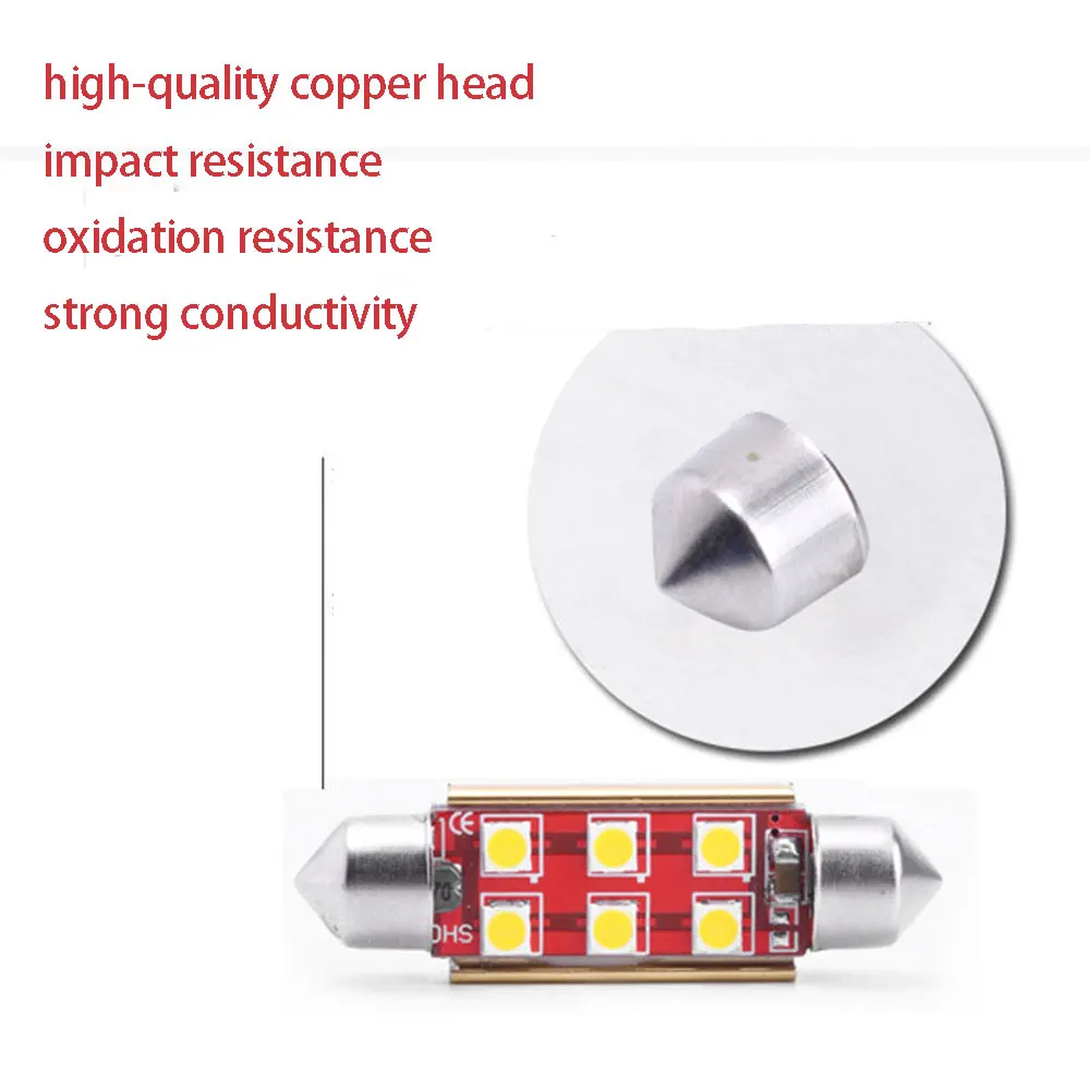 Car Interior Light Bulbs 41mm 12V SMD-1W 6LED Auto RV Interior Dome Lamp Reading Bulbs Universal 2pcs