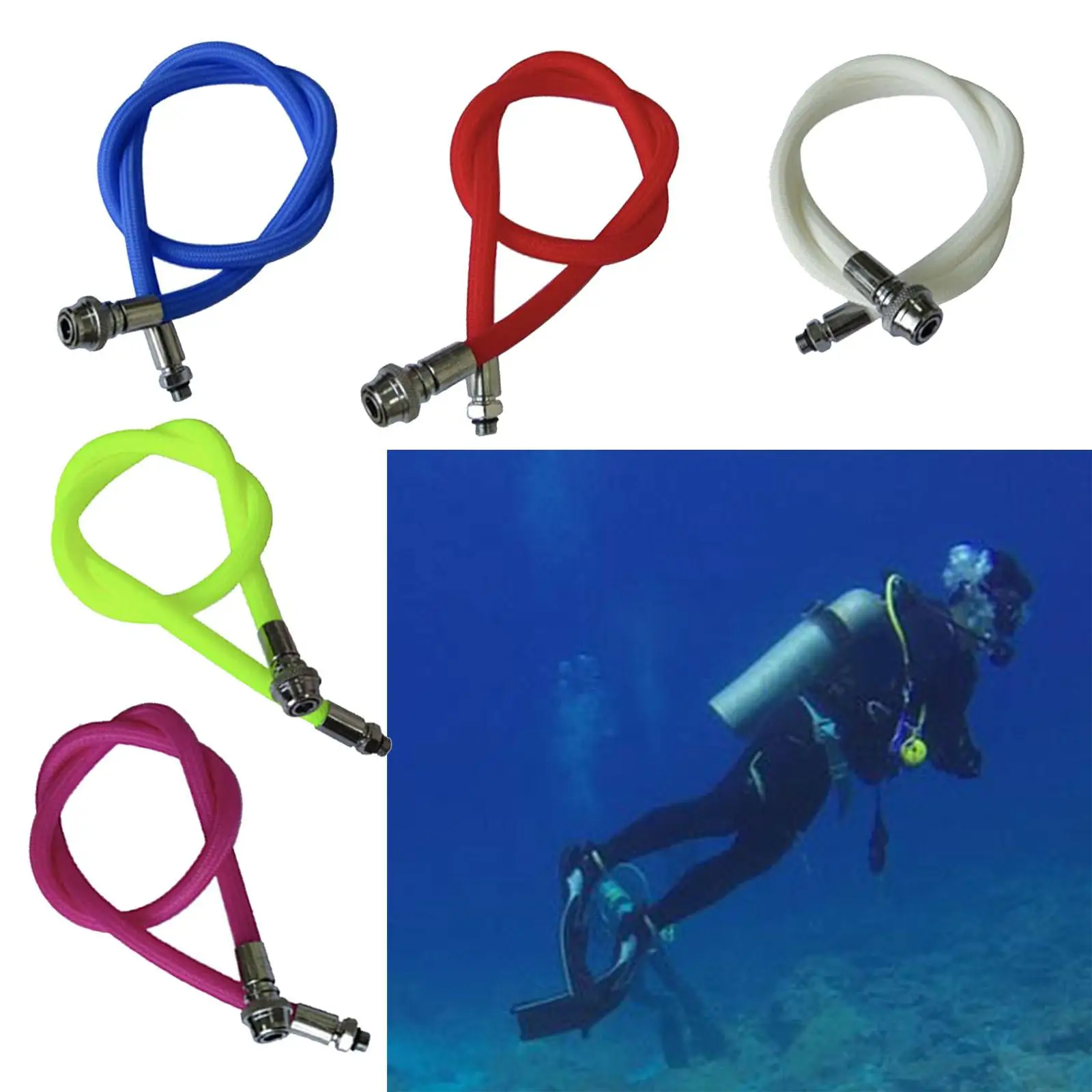 Scuba Diving Low Pressure LP Hose Regulator Gear Replacement Accessory Nylon Braided Hose Water Sports Diver Dive Regulator Scuba Diving Low Pressure LP Hose Regulator Gear Replacement Accessory Nylon Braided Hose Water Sports Diver Dive Regulator