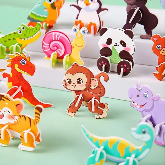10pcs Gift Three-dimensional 3D Paper Puzzle Mini Panda Educational Toy Cartoon Animal DIY Puzzle Model Children's 1
