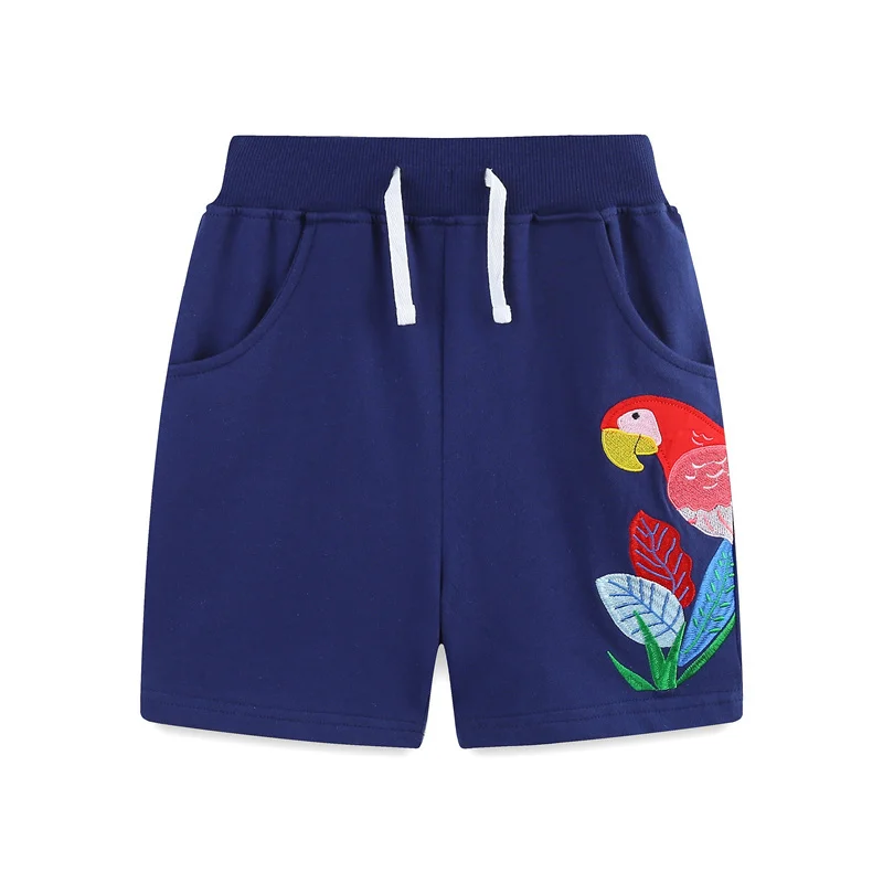 Jumping Meters 2-7T Cotton Flamingo Embroidery Children's Shorts For Girls Animals Applique Kids Trousers Pants Baby Clothes