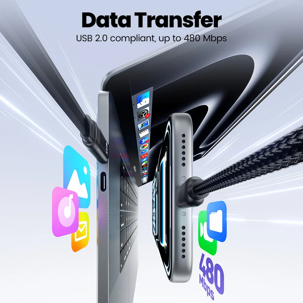 Toocki Retractable 100W Magnetic USB-C Fast Charging Cable with Travel Lanyard