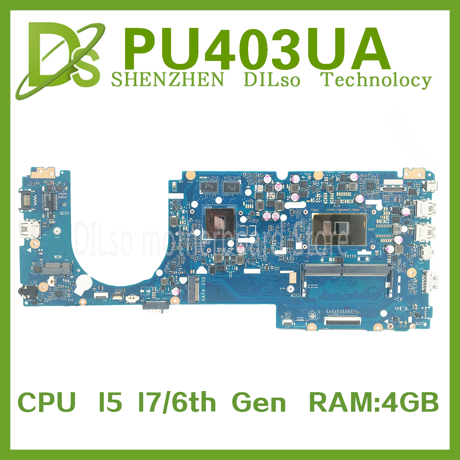 

KEFUPU403UA MainboardFor ASUS PRO ESSENTIAL PU403UF PU403UA PU403U Laptop Motherboard With I5-6200U I7-6500U 930MX/UMA 4GB-RAM