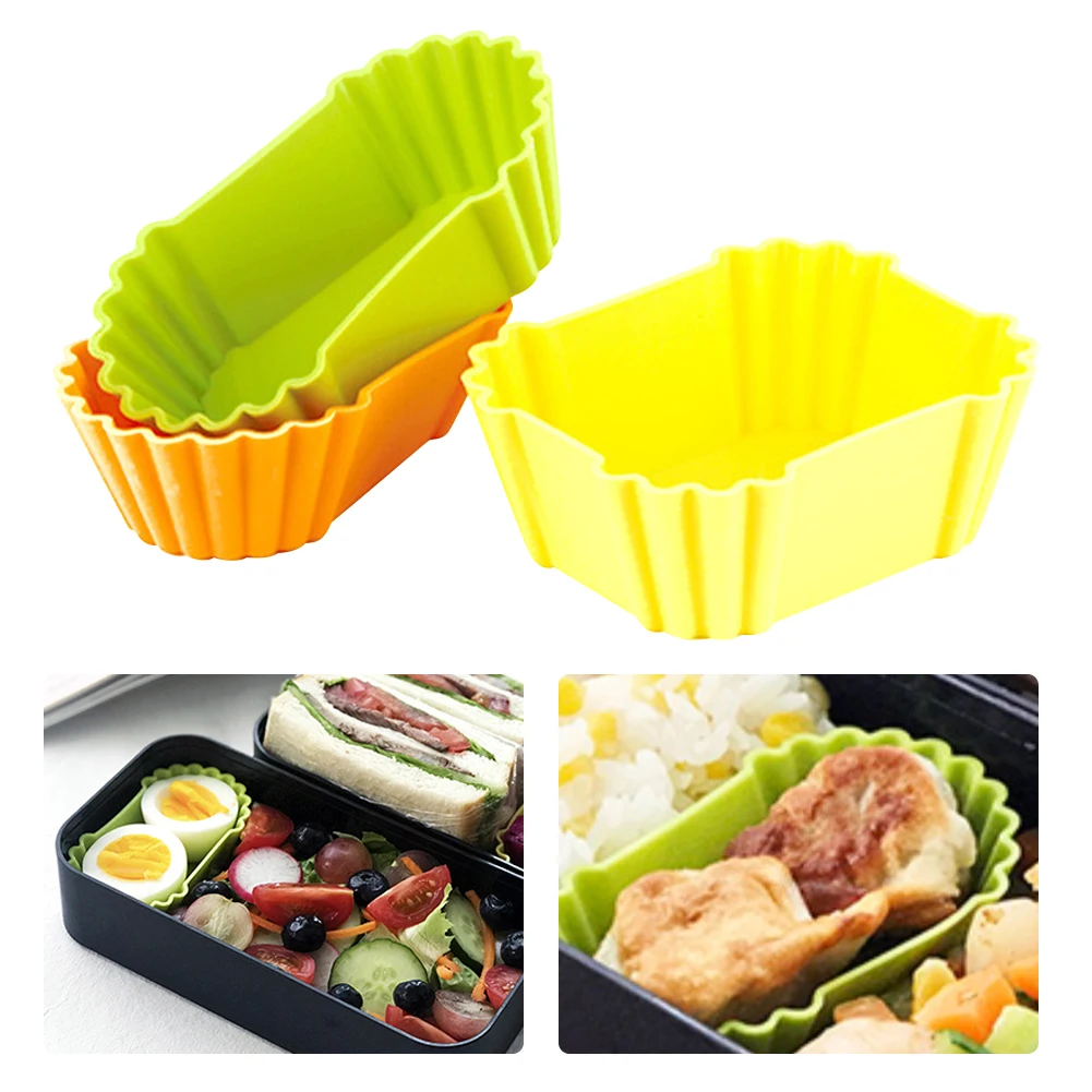 3pcs Silicone Liner Bento Separate Bowl Dish Food Lunch Box Bento Divider Cup Sushi Storage Case Kitchen Cooking Accessories