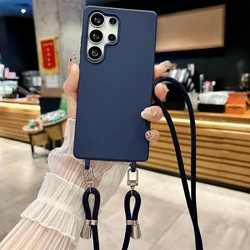 Versatile Crossbody Lanyard Silicone Phone Case - Soft and Durable Cover - Galaxy S23 Ultra (Blue)