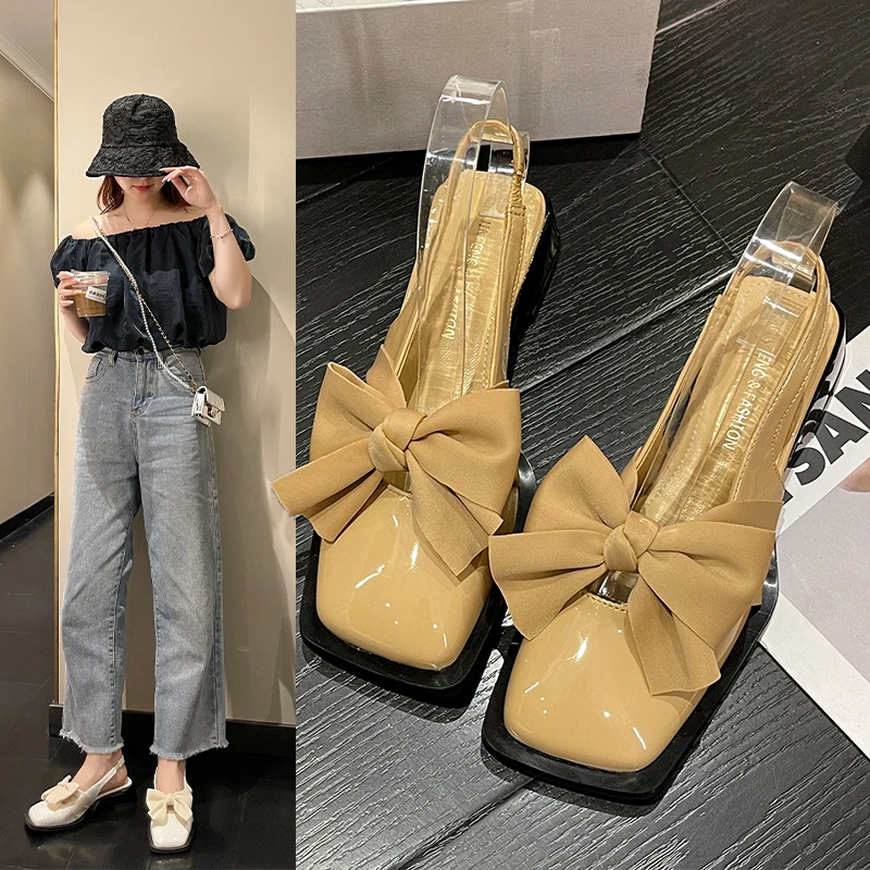 

French Bowtie Wrapped Head Sandals Women's Edition 2023 Spring/Summer New Fairy Style Slippers