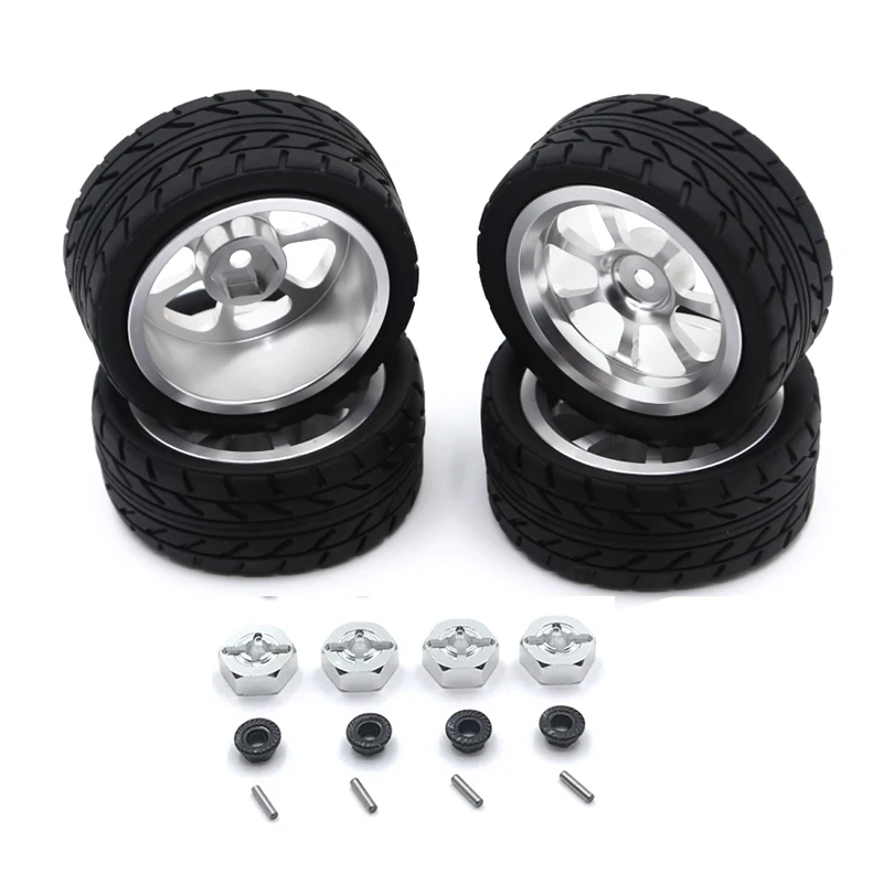 Wltoys 144001 144010 124007 124016 124019 A959 A959-B 4 Stück 65mm Gummireifen Metallfelge 12mm Sechskant für RC Auto Upgrade-Teile – Detail 5