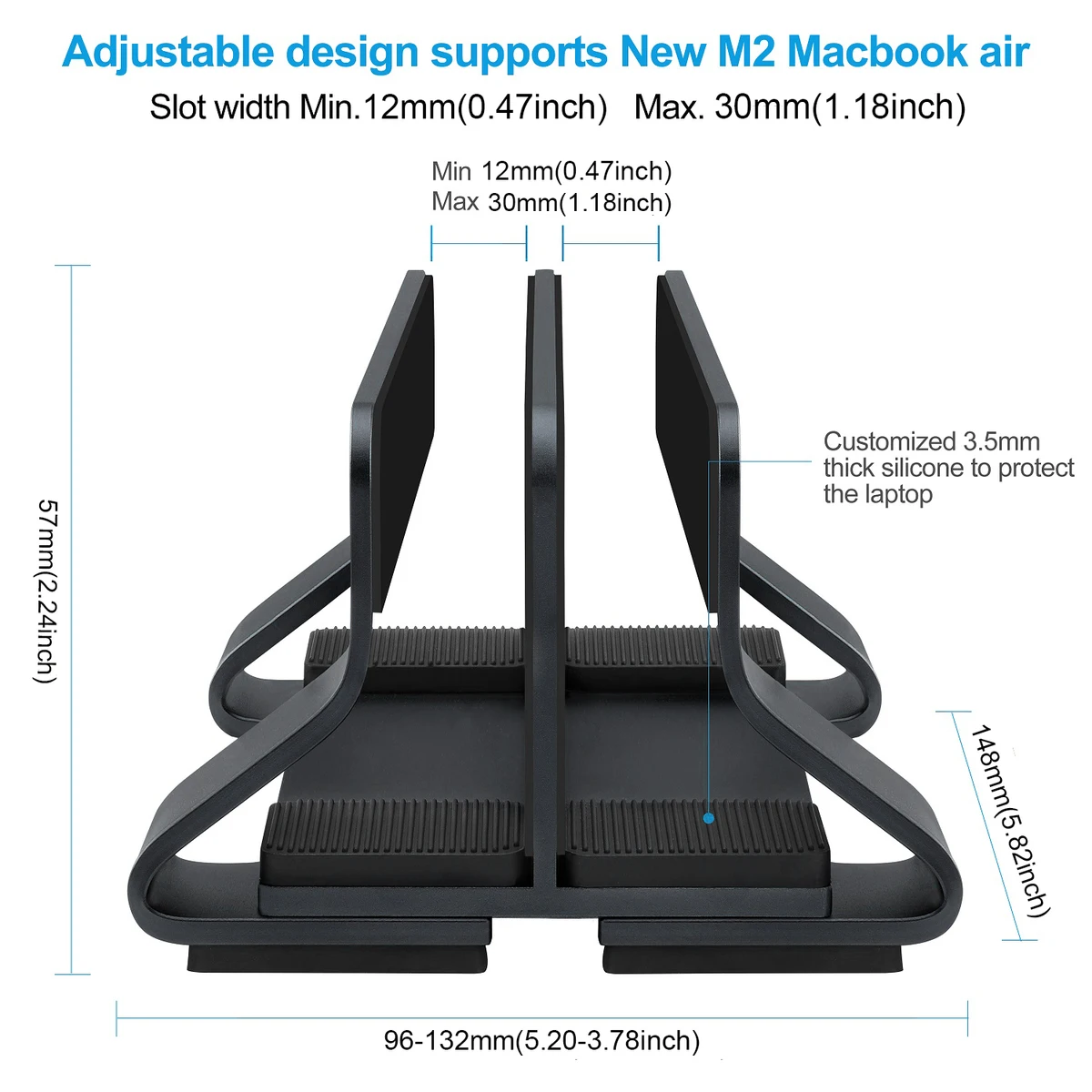 Laptop Stand Vertical Tool-Free Adjustable Aluminum Vertical Laptop Stand Holder Width From 12-30mm Support Almost All Laptop — view 3