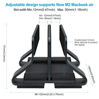 Support Vertical pour ordinateur portable, en aluminium, réglable, sans outil, largeur de 12 à 30mm, pour presque tous les ordinateurs portables 3