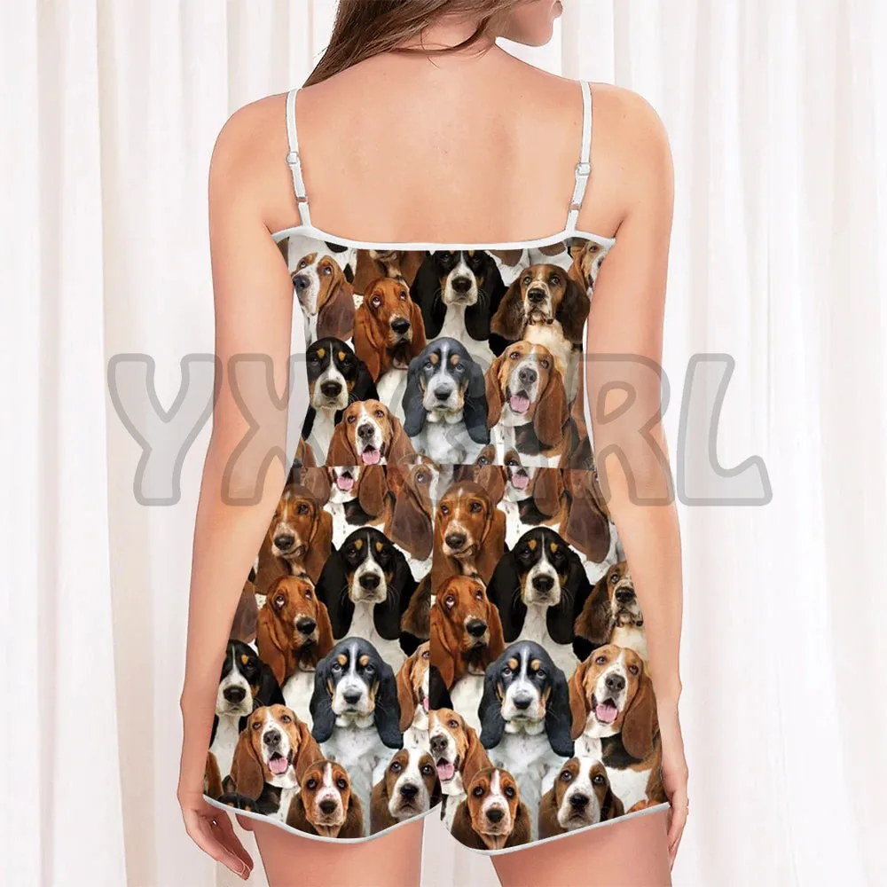 YX GIRL A Bunch Of Basset Jumpsuit For Ladies Soft Breathable 3D All Over Printed Rompers Summer Women's Bohemia Clothes